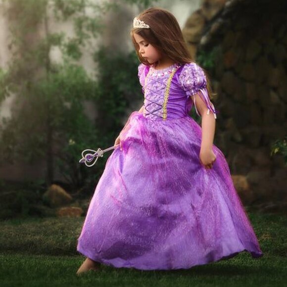 NWT Rapunzel Trish Scully Girl's Purple Duchess Dress Halloween Costume Dress Up - Picture 1 of 8